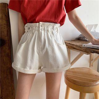 Rolled-up High-waist Denim Shorts