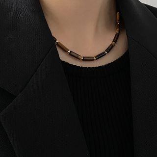 Faux Gemstone Alloy Necklace 1 Pc - Brown - One Size