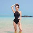 Halter Cut-out Open-back Swimsuit