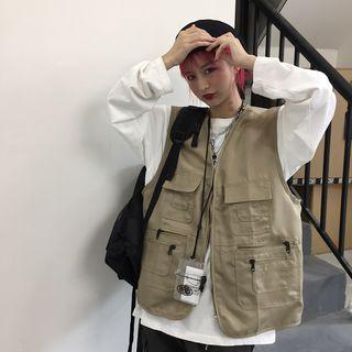 Couple Matching Zip Cargo Vest