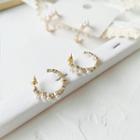 Faux Pearl Alloy Open Hoop Earring 1 Pair - Stud Earrings - One Size
