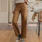 Patch-pocket Napped Straight-leg Pants
