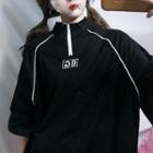 Short-sleeve Print Zip-up T-shirt