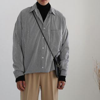 Mock Two-piece Turtleneck Striped Shirt