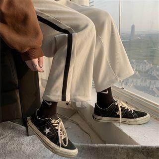 Contrast Striped Corduroy Wide Leg Pants