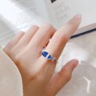 925 Sterling Silver Fish Open Ring Blue - One Size