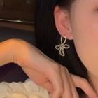 Bow Rhinestone Faux Pearl Dangle Earring 1 Pair - Gold & Off-white - One Size