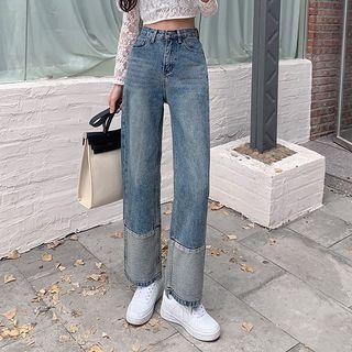 Mid Rise Wide Leg Panel Jeans