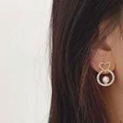 Heart Alloy Rhinestone Faux Pearl Earring 1 Pair - Gold - One Size