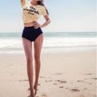 Plain Bikini / Floral Cover Up