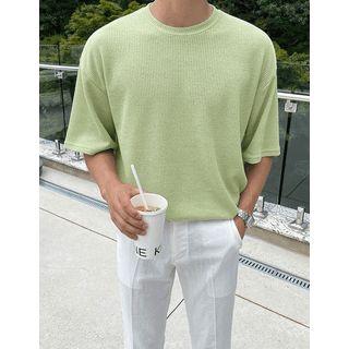 Plain Loose-fit Knit T-shirt