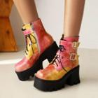 Tie-dyed Platform Lace-up Short Boots