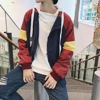 Faux Suede Color Panel Jacket