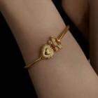 Heart Alloy Bracelet Gold - One Size