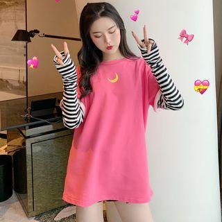 Mock Two Piece Long-sleeve T-shirt Pink - One Size