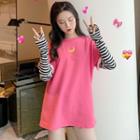 Mock Two Piece Long-sleeve T-shirt Pink - One Size