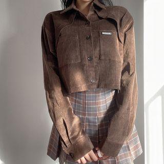 Long Sleeve Corduroy Crop Shirt