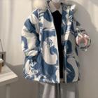Faux Fur Collared Print Jacket