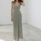Spaghetti Strap Knit Midi Sheath Dress