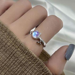 Cats Eye Stone Ring Ring - Silver - One Size