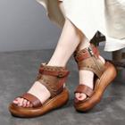 Studded Genuine Leather Gladiator Platform Sandals