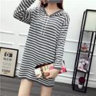 Hooded Striped Dress Gray - One Size