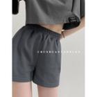 Elastic High-waist Plain Shorts In 7 Colors