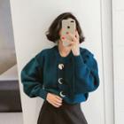 Puff-sleeve Button-detail Cardigan