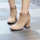 Chunky-heel Cross-strap Square-toe Ankle Boots