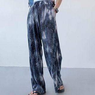 Pleated Dyed Wide-leg Pants