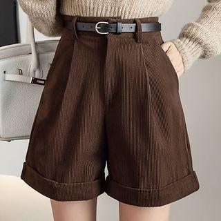 High Waist Wide Leg Corduroy Shorts