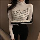 Long-sleeve Color-block Turtleneck T-shirt