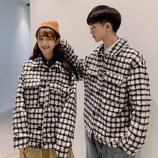 Couple Matching Houndstooth Button Jacket