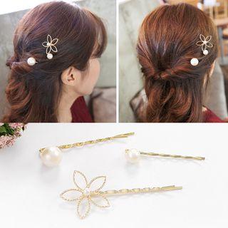 Set Of 3: Faux-pearl Hair Pin