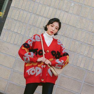 Letter Loose-fit Knit Cardigan