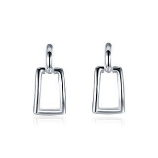 Simple Geometric Cutout Square Earrings Silver - One Size
