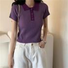Short-sleeve Knit Polo Shirt / Knit Camisole Top