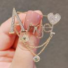 Angel Lettering Heart Rhinestone Alloy Brooch Ly769 - Gold - One Size