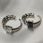 925 Sterling Silver Rhinestone Chained Open Ring