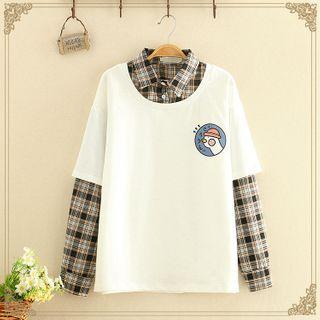 Gingham Mock Two Piece Long-sleeve Shirt
