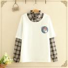 Gingham Mock Two Piece Long-sleeve Shirt