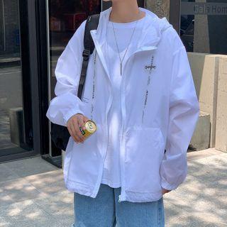 Letter Printed Long-sleeve Zipped Light Jacket