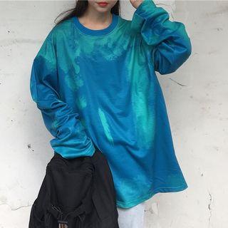 Letter Sweatshirt Green & Blue - One Size