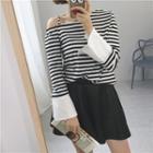 Color Panel Striped Long Sleeve T-shirt