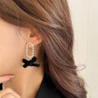 Bow Drop Earring 1 Pair - Black & Gold - One Size