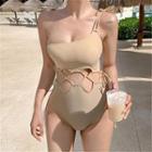 One-shoulder Lace-up Cutout Swimsuit