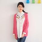 Open-front Cardigan Pink - One Size