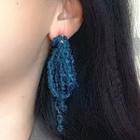 Faux Crystal Fringed Earring 1 Pair - 0676a - Silver Needle Earring - Blue - One Size