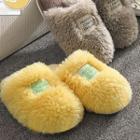 Set Of 2: Letter Embroidered Fluffy Slippers