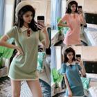 Polo Collared Short-sleeve Knit Dress